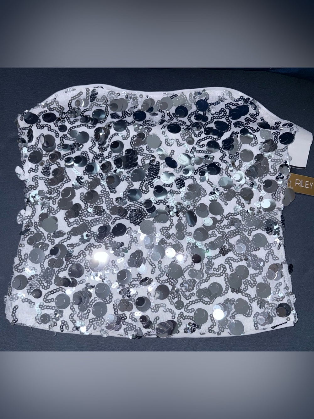 Riley & James Sequined White Strapless Tube Top